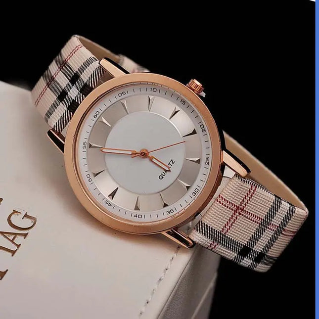 Elegant Grid-Patterned Ladies' Watch
