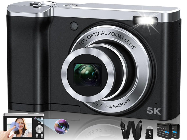 5K Dual-Lens Vlogger Camera 56MP with 10X Optical Zoom