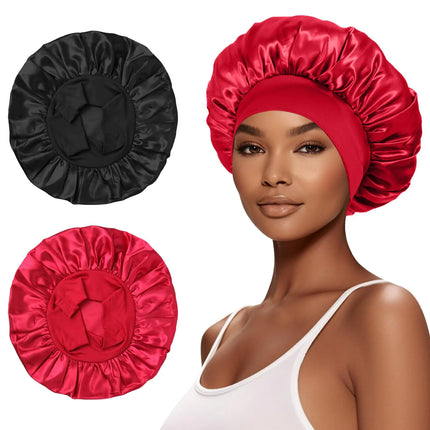 Silky Satin Hair Wrap Duo - Black & Red